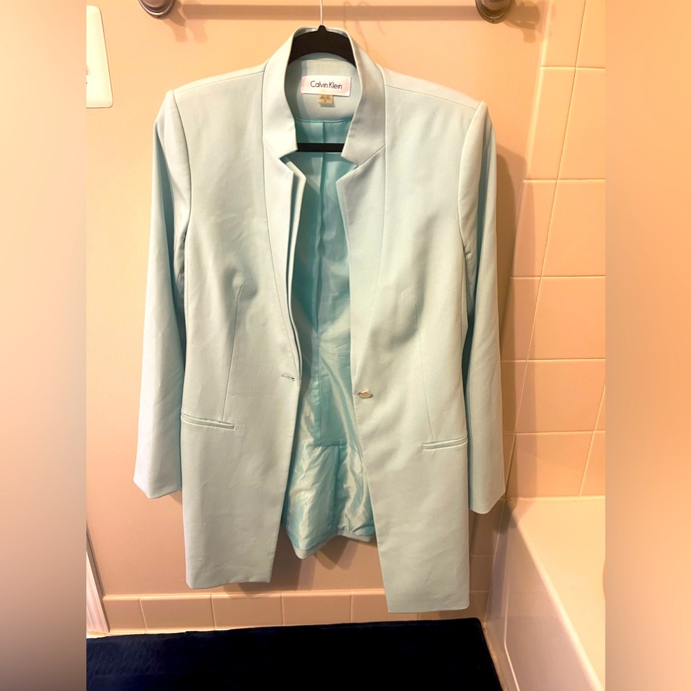 Calvin Klein Long Light Blue Blazer in size USW8